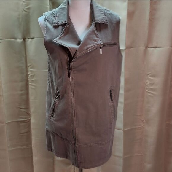 Max Jeans Sleeveless Moto Zippered Vest, New Size Small - Picture 10 of 11